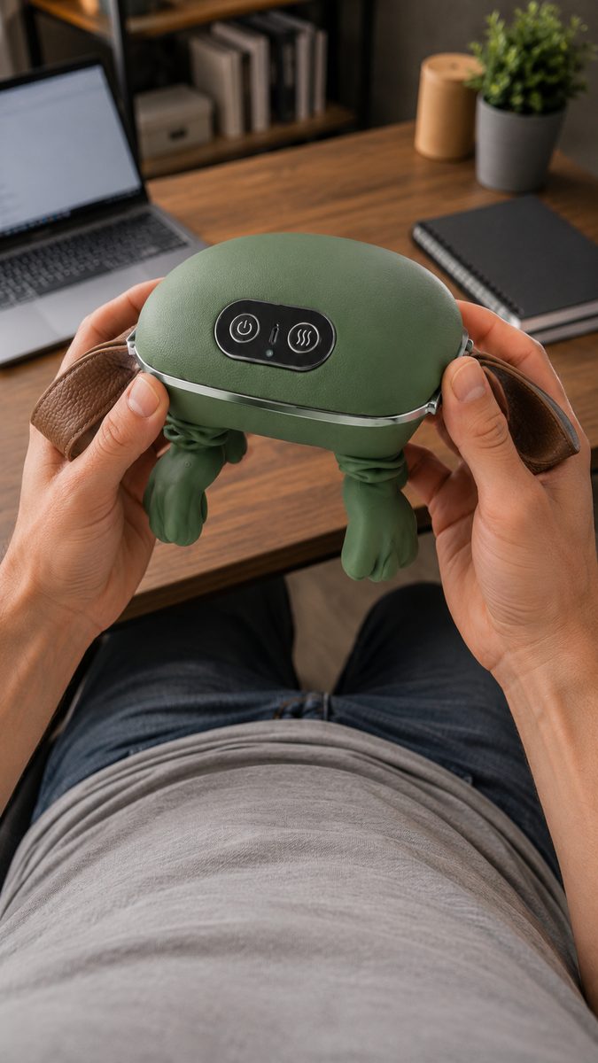 Velysane tenu en main, mains en silicone visibles